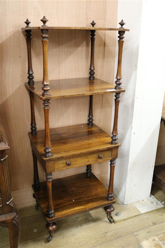 A rosewood 4-tier whatnot with drawer, H.124cm